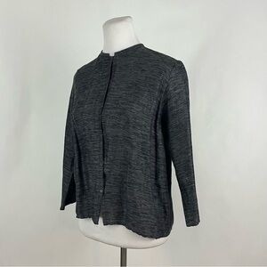 Eileen Fisher linen blend grey cardigan jacket medium shirt